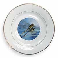 Dragonflies,Dragonfly Over Water,Print Gold Rim Plate Printed Full Colour in Gif
