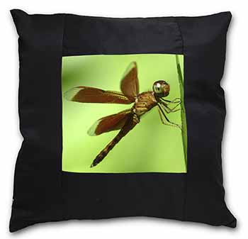 Dragonflies, Close-Up Dragonfly Print Black Satin Feel Scatter Cushion