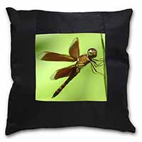 Dragonflies, Close-Up Dragonfly Print Black Satin Feel Scatter Cushion