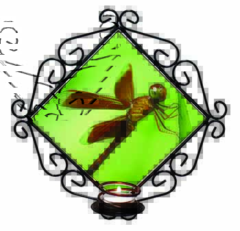 Dragonflies, Close-Up Dragonfly Print Wrought Iron Wall Art Candle Holder