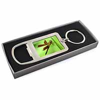 Dragonflies, Close-Up Dragonfly Print Chrome Metal Bottle Opener Keyring in Box