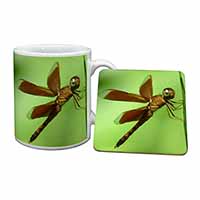 Dragonflies, Close-Up Dragonfly Print Mug and Coaster Set