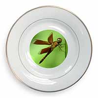 Dragonflies, Close-Up Dragonfly Print Gold Rim Plate Printed Full Colour in Gift