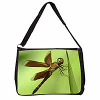 Dragonflies, Close-Up Dragonfly Print Large Black Laptop Shoulder Bag School/Col
