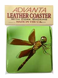 Dragonflies, Close-Up Dragonfly Print Single Leather Photo Coaster