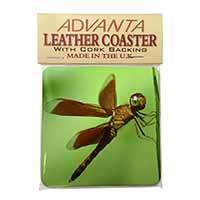 Dragonflies, Close-Up Dragonfly Print Single Leather Photo Coaster