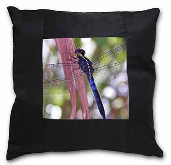 Dragonflies Print Black Satin Feel Scatter Cushion