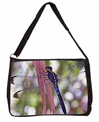 Dragonflies Print Large Black Laptop Shoulder Bag School/College