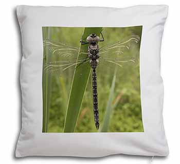 Dragonfly Print Soft White Velvet Feel Scatter Cushion