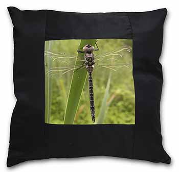 Dragonfly Print Black Satin Feel Scatter Cushion