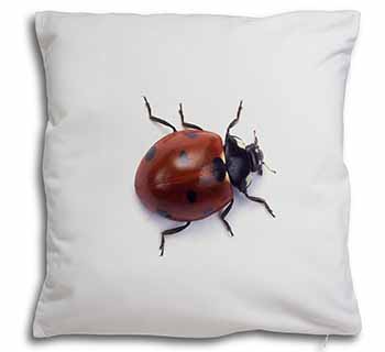 Close-Up Ladybird Print Soft White Velvet Feel Scatter Cushion