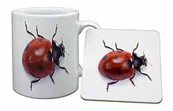 Close-Up Ladybird Print Mug and Coaster Set