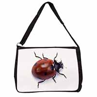 Close-Up Ladybird Print Large Black Laptop Shoulder Bag School/College