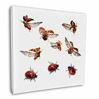 Flying Ladybirds Square Canvas 12"x12" Wall Art Picture Print