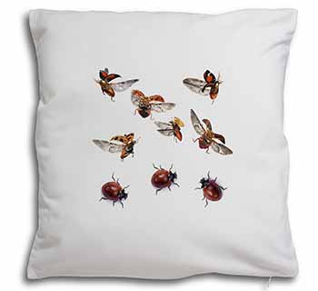 Flying Ladybirds Soft White Velvet Feel Scatter Cushion