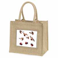 Flying Ladybirds Natural/Beige Jute Large Shopping Bag