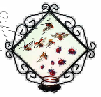 Flying Ladybirds Wrought Iron Wall Art Candle Holder