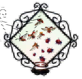 Flying Ladybirds Wrought Iron Wall Art Candle Holder