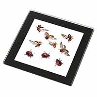 Flying Ladybirds Black Rim High Quality Glass Coaster