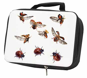 Flying Ladybirds Black Insulated School Lunch Box/Picnic Bag