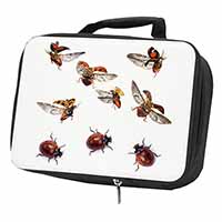 Flying Ladybirds Black Insulated School Lunch Box/Picnic Bag
