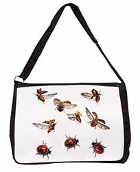 Flying Ladybirds Large Black Laptop Shoulder Bag School/College