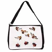 Flying Ladybirds Large Black Laptop Shoulder Bag School/College