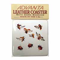 Flying Ladybirds Single Leather Photo Coaster