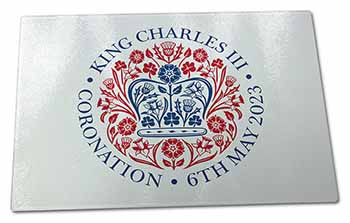 Large Glass Cutting Chopping Board KING CHARLES CORONATION