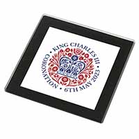 KING CHARLES CORONATION Black Rim High Quality Glass Coaster