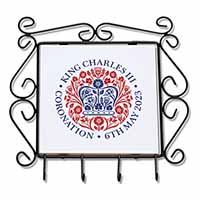 KING CHARLES CORONATION Offical Royal Emblem Wrought Iron Key Holder Hooks