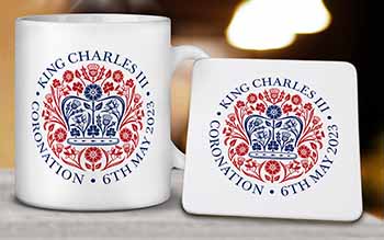 KING CHARLES lll CORONATION Mug and Coaster Set Official Royal Emblem