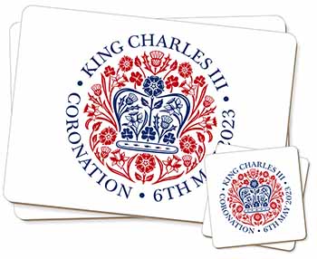 KING CHARLES CORONATION Twin 2x Placemats and 2x Coasters Set in Gift Box
