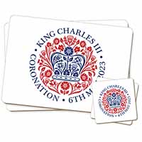 KING CHARLES CORONATION Twin 2x Placemats and 2x Coasters Set in Gift Box