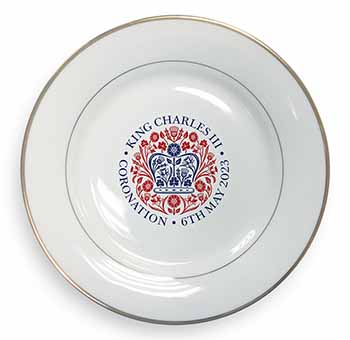 KING CHARLES CORONATION Gold Rim Plate Printed Full Colour in Gift Box