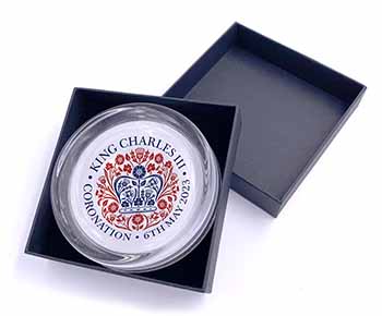 KING CHARLES CORONATION Glass Paperweight in Gift Box