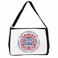 KING CHARLES CORONATION Large Black Laptop Shoulder Bag School/College