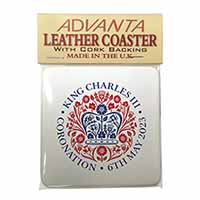 KING CHARLES CORONATION Single Leather Photo Coaster
