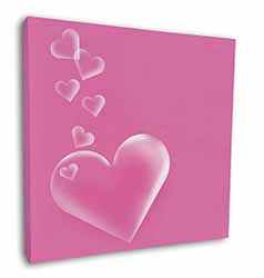Pink Hearts Love Gift Square Canvas 12"x12" Wall Art Picture Print