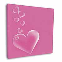 Pink Hearts Love Gift Square Canvas 12"x12" Wall Art Picture Print