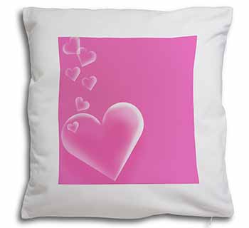 Pink Hearts Love Gift Soft White Velvet Feel Scatter Cushion