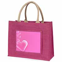 Pink Hearts Love Gift Large Pink Jute Shopping Bag