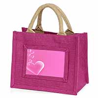 Pink Hearts Love Gift Little Girls Small Pink Jute Shopping Bag