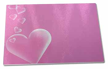 Large Glass Cutting Chopping Board Pink Hearts Love Gift