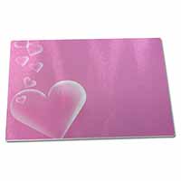 Large Glass Cutting Chopping Board Pink Hearts Love Gift