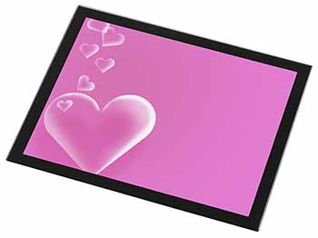 Pink Hearts Love Gift Black Rim High Quality Glass Placemat