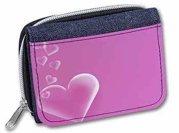 Pink Hearts Love Gift Unisex Denim Purse Wallet