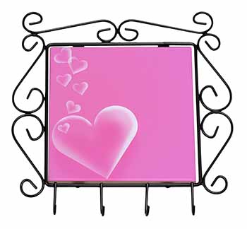 Pink Hearts Love Gift Wrought Iron Key Holder Hooks