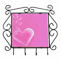 Pink Hearts Love Gift Wrought Iron Key Holder Hooks