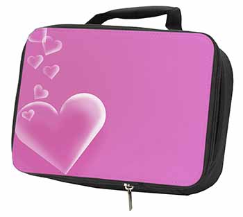 Pink Hearts Love Gift Black Insulated School Lunch Box/Picnic Bag